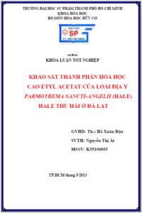 khao sat thanh phan hoa hoc cao etyl acetat cua loai dia y parmotrema sancti angelii hale hale thu hai o da lat