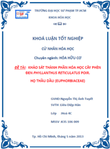khao sat thanh phan hoa hoc cay phen den phyllanthus reticulatus poir ho thau dau euphorbiaceae