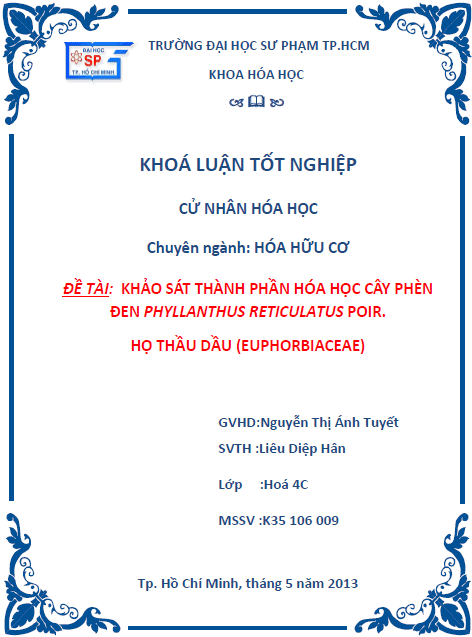 khao sat thanh phan hoa hoc cay phen den phyllanthus reticulatus poir ho thau dau euphorbiaceae