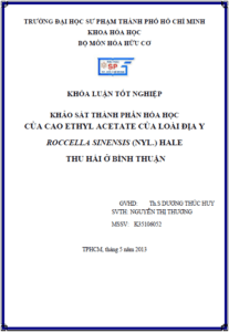 khao sat thanh phan hoa hoc cua cao ethyl acetate cua loai dia y roccella sinensis nyl hale thu hai o binh thuan