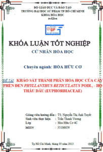 khao sat thanh phan hoa hoc cua cay phen den phyllanthus reticulatus poir ho thau dau euphorbiaceae