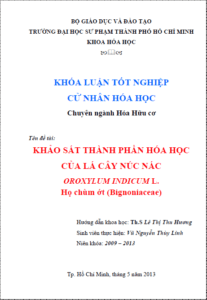 khao sat thanh phan hoa hoc cua la cay nuc nac oroxylum indicum l ho chum ot bignoniaceae