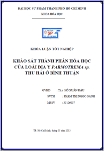 khao sat thanh phan hoa hoc cua loai dia y parmotrema sp thu hai o binh thuan