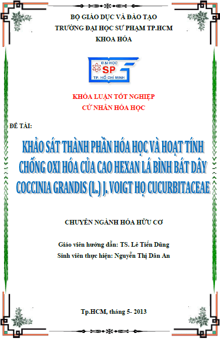 khao sat thanh phan hoa hoc va hoat tinh chong oxi hoa cua cao hexan la binh bat day coccinia grandis l voigt ho cucurbitaceae