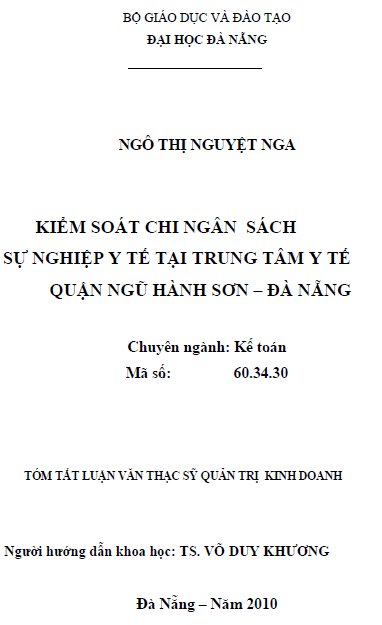 kiem soat chi ngan sach su nghiep y te tai trung tam y te quan ngu hanh son da nang