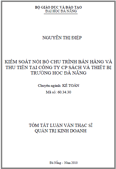 kiem soat noi bo chu trinh ban hang va thu tien tai cong ty co phan sach va thiet bi truong hoc da nang
