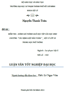 kiem tra danh gia thanh qua hoc tap cua hoc sinh chuong cac dinh luat bao toan vat ly lop 10 trung hoc pho thong