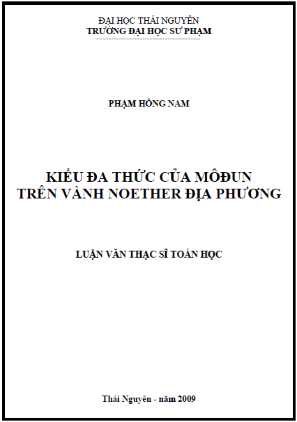 Kiểu đa thức của Môđun trên vành Noether địa phương 1 kieu da thuc cua modun tren vanh noether dia phuong