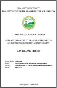 legislative productivity of local government on environmental protection and management 1