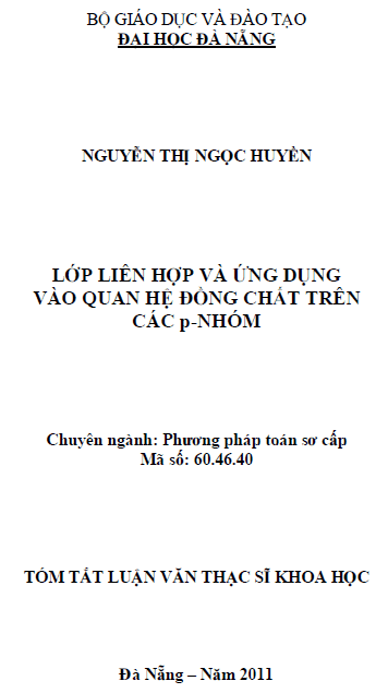 Lớp liên hợp và ứng dụng vào quan hệ đồng chất trên các p-nhóm 1 lop lien hop va ung dung vao quan he dong chat tren cac p nhom