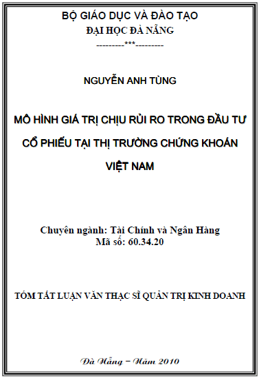 mo hinh gia tri chiu rui ro trong dau tu co phieu tai thi truong chung khoan viet nam
