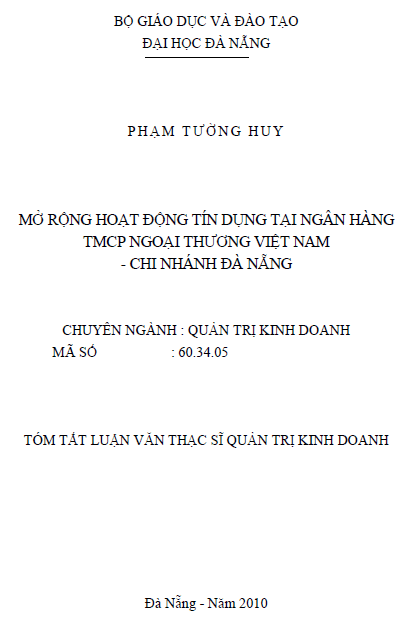 mo rong hoat dong tin dung tai ngan hang tmcp ngoai thuong viet nam chi nhanh da nang