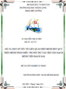 mo ta mot so yeu to lien quan den benh dot quy tren benh nhan dieu tri noi tru vien tim mach benh vien bach mai