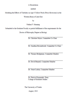 modeling the effects of turbidity on age 0 yellow perch perca flavescens in the western basin of lake erie