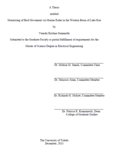 monitoring of bird movement via marine radar in the western basin of lake erie