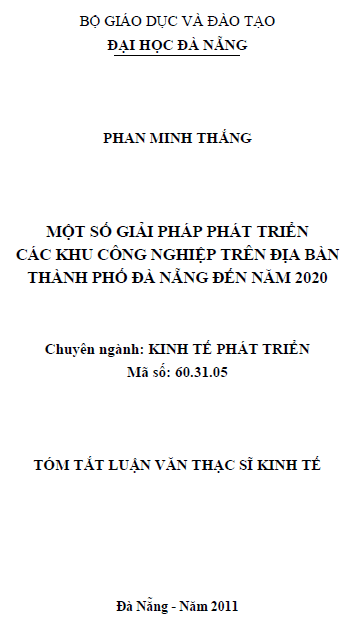 mot so giai phap phat trien cac khu cong nghiep tren dia ban thanh pho da nang den nam 2020