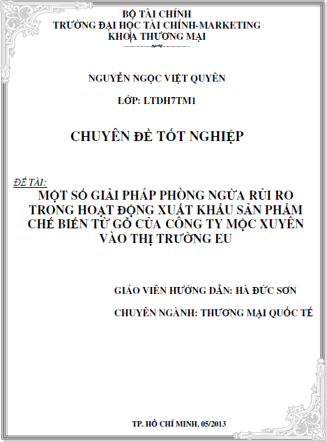 mot so giai phap phong ngua rui ro trong hoat dong xuat khau san pham che bien tu go cua cong ty moc xuyen vao thi truong eu