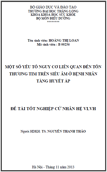 mot so yeu to nguy co lien quan den ton thuong tim tren sieu am o benh nhan tang huyet ap