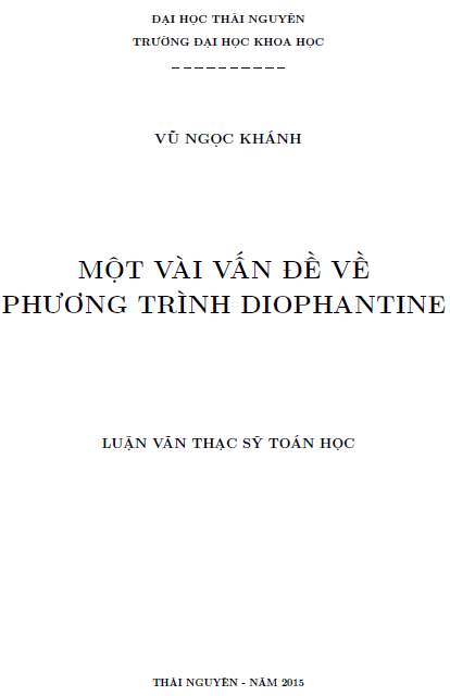 mot vai van de ve phuong trinh diophantine