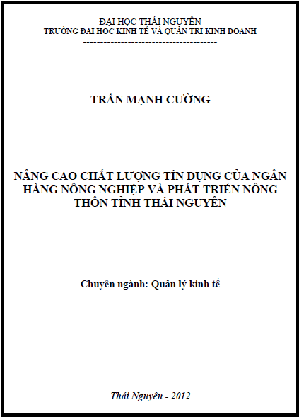 nang cao chat luong tin dung cua ngan hang nong nghiep va phat trien nong thon tinh thai nguyen