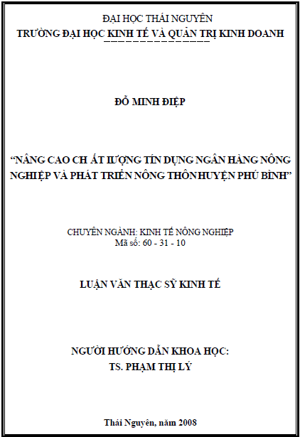 nang cao chat luong tin dung ngan hang nong nghiep va phat trien nong thon phu binh