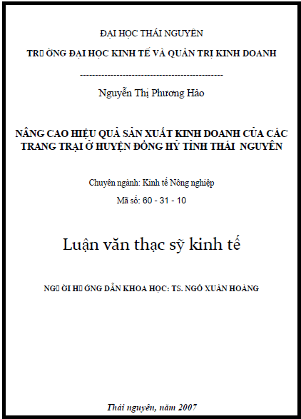 nang cao hieu qua san xuat kinh doanh cua cac trang trai o huyen dong hy tinh thai nguyen