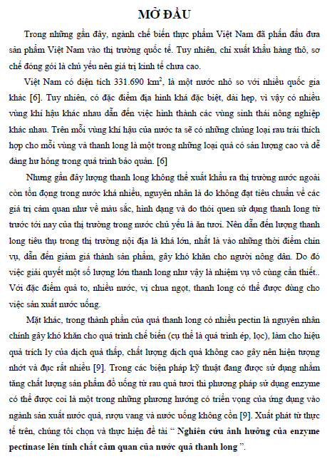 nghien cuu anh huong cua enzyme pectinase len tinh chat cam quan cua nuoc qua thanh long