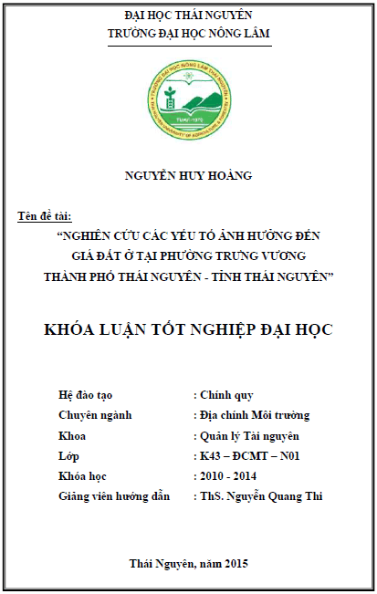 nghien cuu cac yeu to anh huong den gia dat o tai phuong trung vuong thanh pho thai nguyen tinh thai nguyen 1