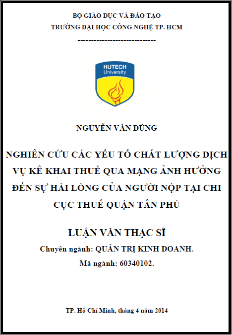 nghien cuu cac yeu to chat luong dich vu ke khai thue qua mang anh huong den su hai long cua nguoi nop tai chi cuc thue quan tan phu