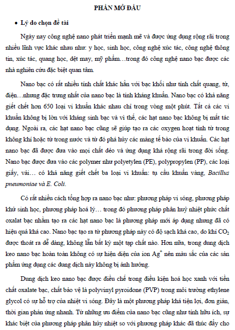 nghien cuu che tao hat nano bac va dung dich keo nano bac theo phuong phap vi song
