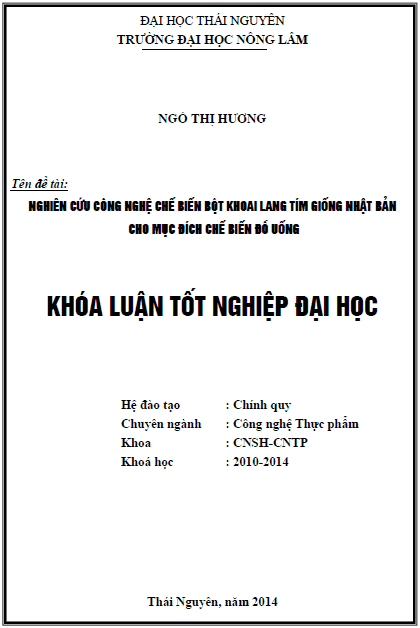 nghien cuu cong nghe che bien bot khoai lang tim giong nhat ban cho muc dich che bien do uong