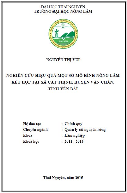 nghien cuu hieu qua mot so mo hinh nong lam ket hop tai xa cat thinh huyen van chan tinh yen bai