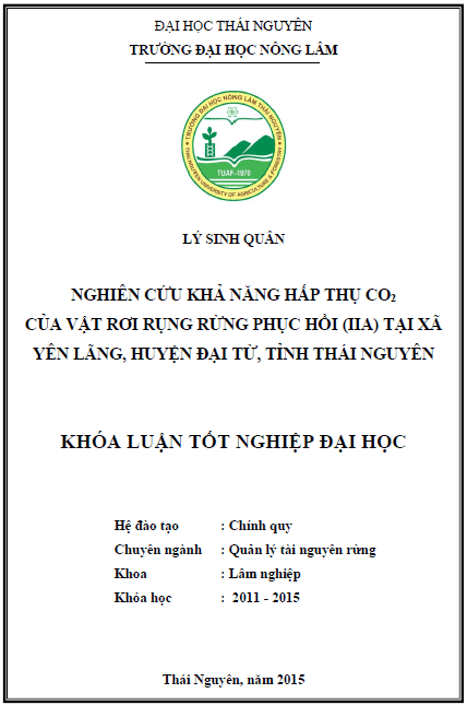 nghien cuu kha nang hap thu co2 cua tang vat roi rung rung phuc hoi iia tai xa yen lang huyen dai tu tinh thai nguyen