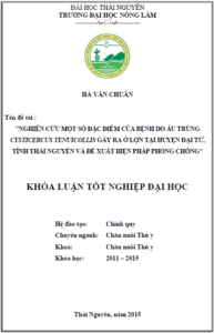 nghien cuu mot so dac diem cua benh do au trung cysticercus tenuicollis gay ra o lon tai huyen dai tu tinh thai nguyen va de xuat bien phap phong chong ha van chuan