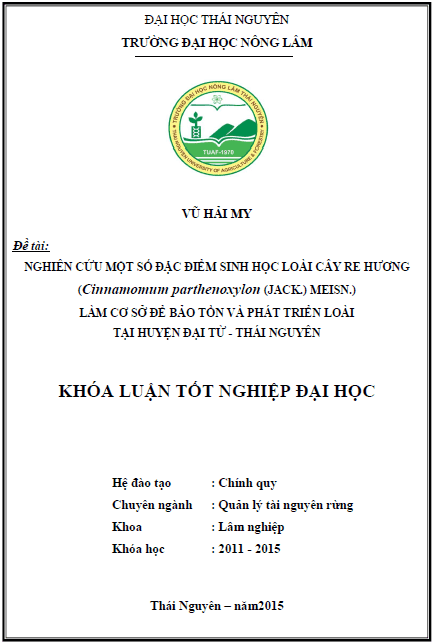 nghien cuu mot so dac diem sinh hoc loai cay re huong cinnamomum parthenoxylon jack meisn lam co so de bao ton va phat trien loai tai huyen dai tu tinh thai nguyen