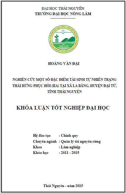 nghien cuu mot so dac diem tai sinh tu nhien trang thai rung phuc hoi iia tai xa la bang huyen dai tu tinh thai nguyen