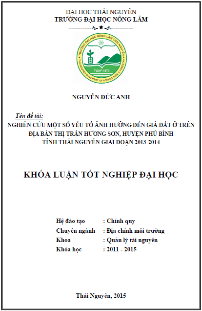 nghien cuu mot so yeu to anh huong den gia dat o tren dia ban thi tran huong son huyen phu binh tinh thai nguyen giai doan 2013 2014 1