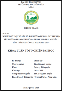 nghien cuu mot so yeu to anh huong den gia dat tren dia ban phuong phan dinh phung thanh pho thai nguyen tinh thai nguyen giai doan 2012 2014 1
