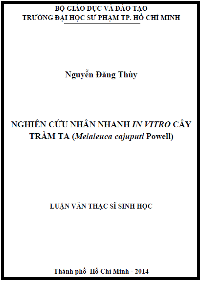 nghien cuu nhan nhanh in vitro cay tram ta melaleuca cajuputi powell
