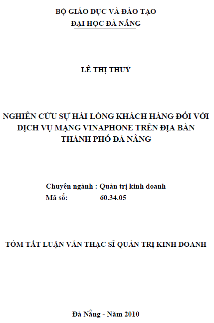nghien cuu su hai long khach hang doi voi dich vu mang vinaphone tren dia ban thanh pho da nang