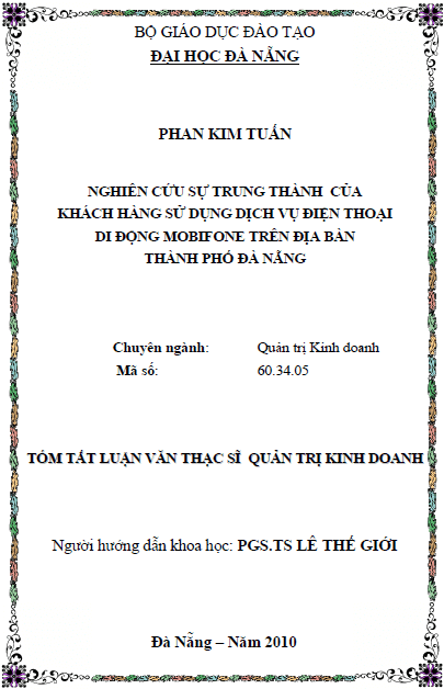nghien cuu su trung thanh cua khach hang su dung dich vu dien thoai di dong mobifone tren dia ban thanh pho da nang