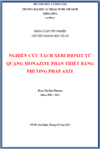 nghien cuu tach xeri dioxit tu quang monazite phan thiet bang phuong phap axit