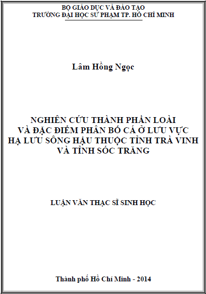 nghien cuu thanh phan loai va dac diem phan bo ca o luu vuc ha luu song hau thuoc tinh tra vinh va tinh soc trang