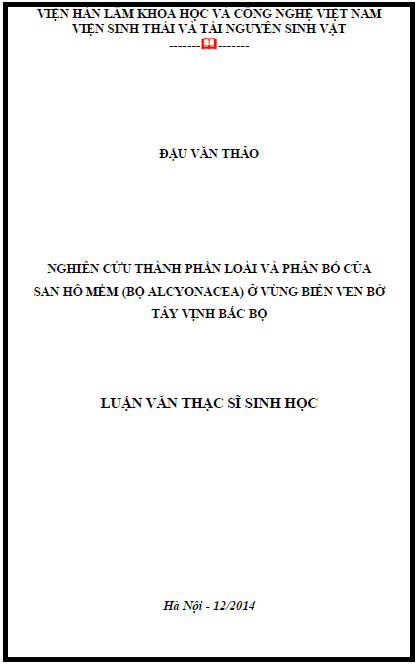 nghien cuu thanh phan loai va phan bo cua san ho mem bo alcyonacea o vung bien ven bo tay vinh bac bo