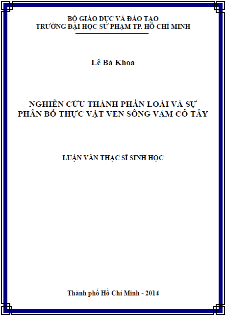 nghien cuu thanh phan loai va su phan bo thuc vat ven song vam co tay
