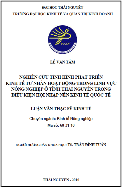 nghien cuu tinh hinh phat trien kinh te tu nhan hoat dong trong linh vuc nong nghiep o tinh thai nguyen trong dieu kien hoi nhap kinh te quoc te