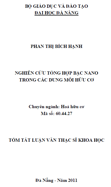 nghien cuu tong hop bac nano trong cac dung moi huu co