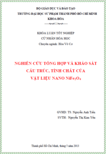 nghien cuu tong hop va khao sat cau truc tinh chat cua vat lieu nano nife2o4