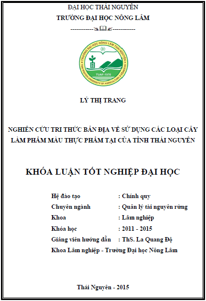 nghien cuu tri thuc ban dia ve su dung cac loai cay lam pham mau thuc pham tai cua tinh thai nguyen