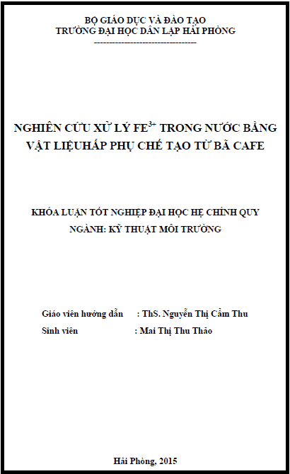 nghien cuu xu ly fe3 trong nuoc bang vat lieu hap phu che tao tu ba cafe